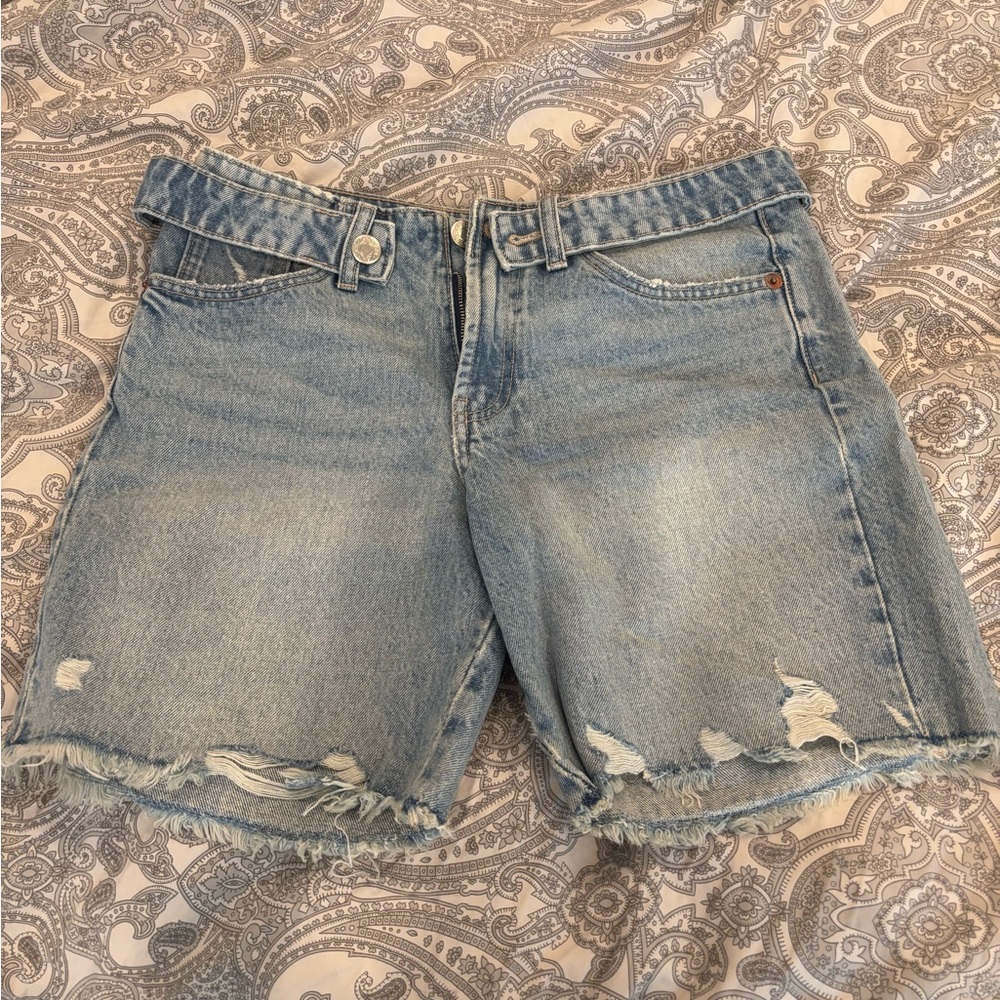 Zara Blue Jean Shorts with Distressed Look
